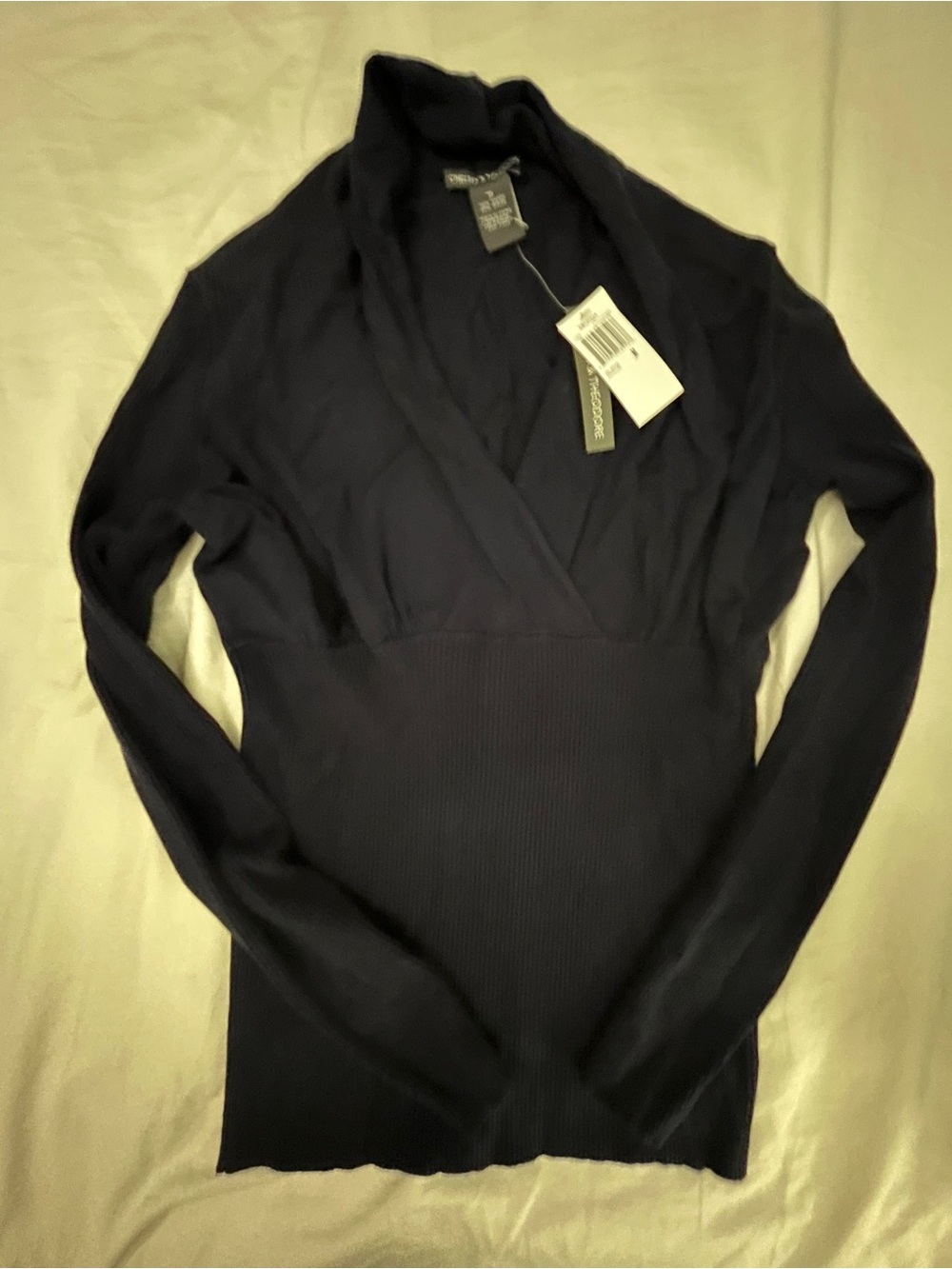 Chelsea & Theodore Navy V-Neck Wrap Sweater